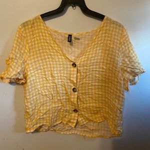 Yellow Crop Button-Up Top